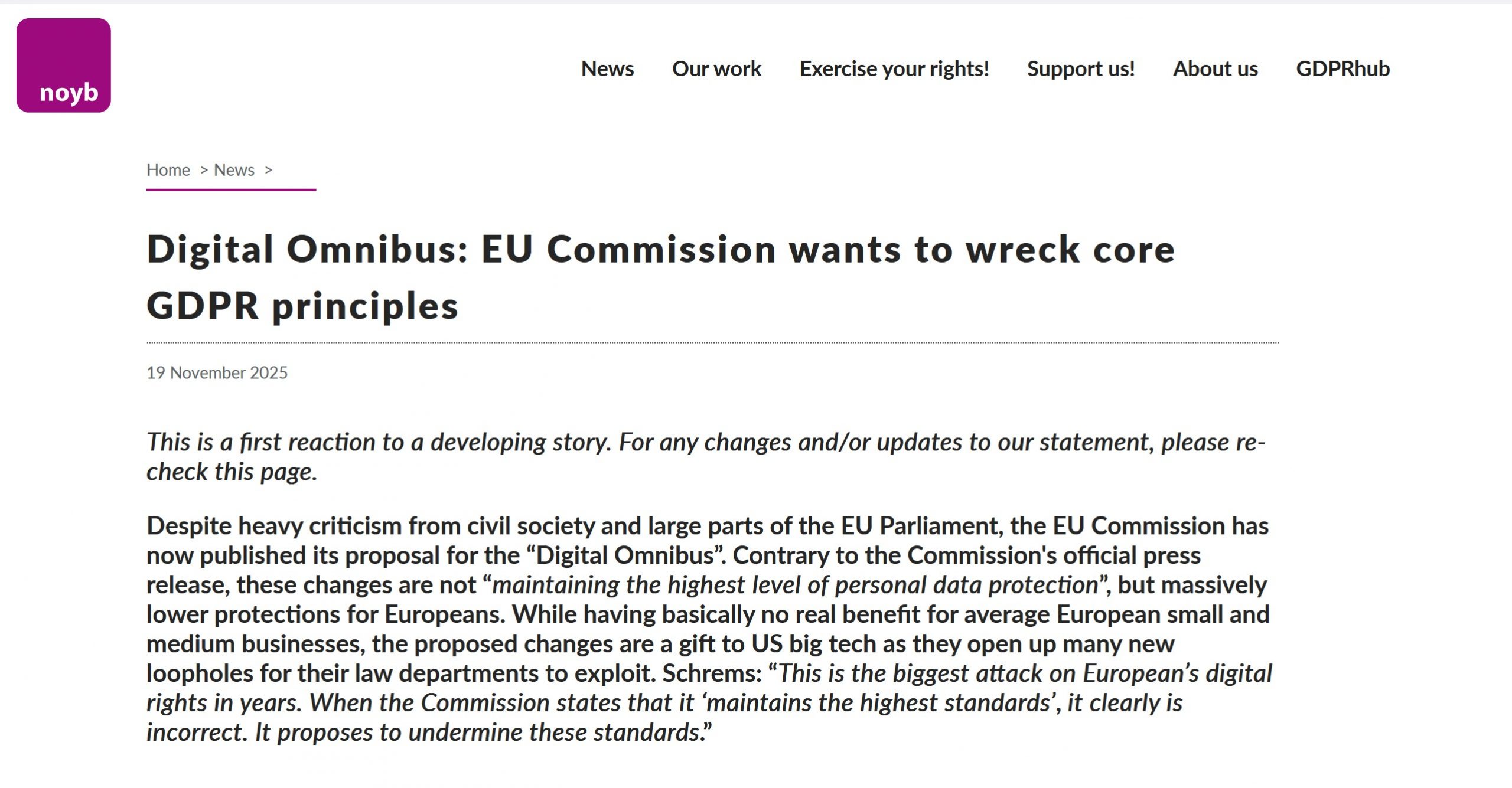 Noyb Digital Omnibus
