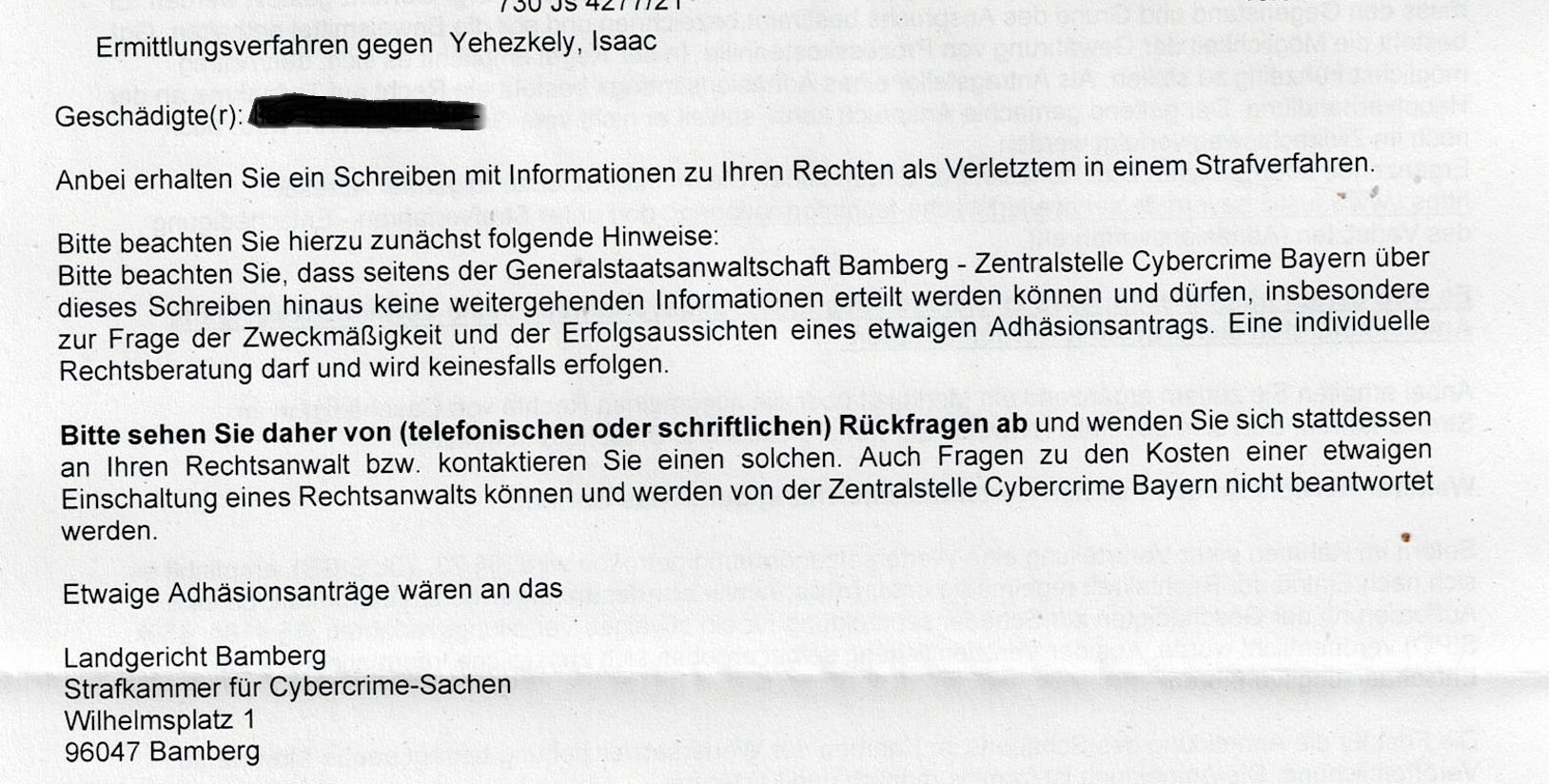 Yehezkely Isaac indicted
