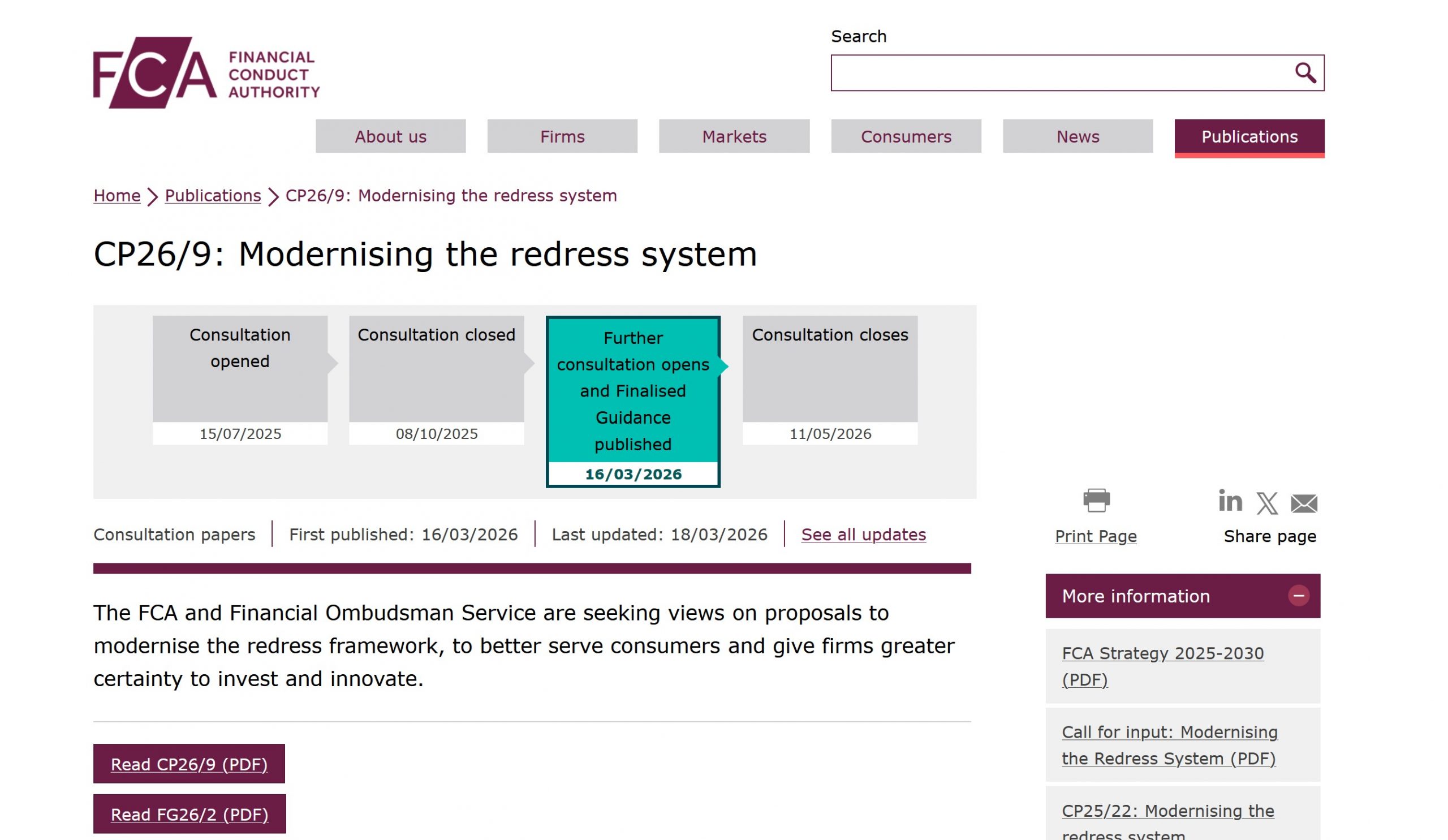 FCA redress proposal