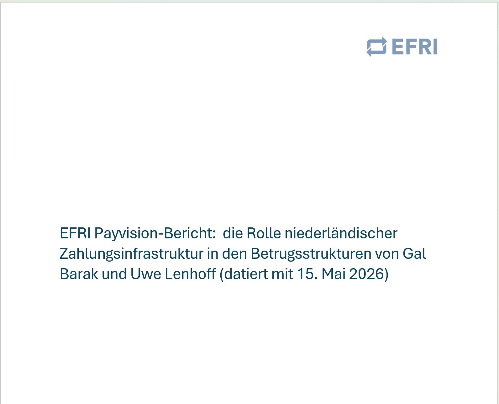 Payvision-Berichtper 15 Mai 2026