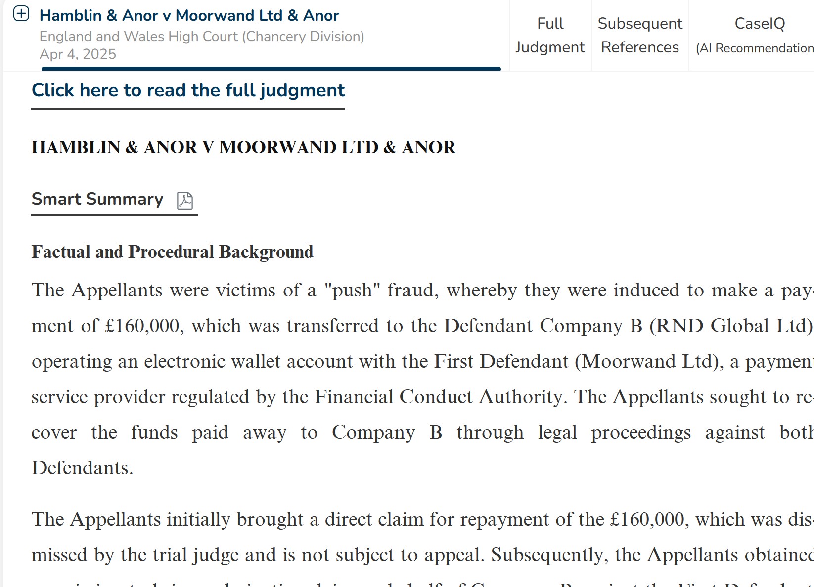 Hamblin vs. Moorwand Ltd