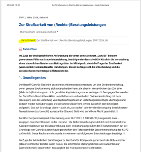 Zur Strafbarkeit von (Rechts)Beratungs-dienstleistungen